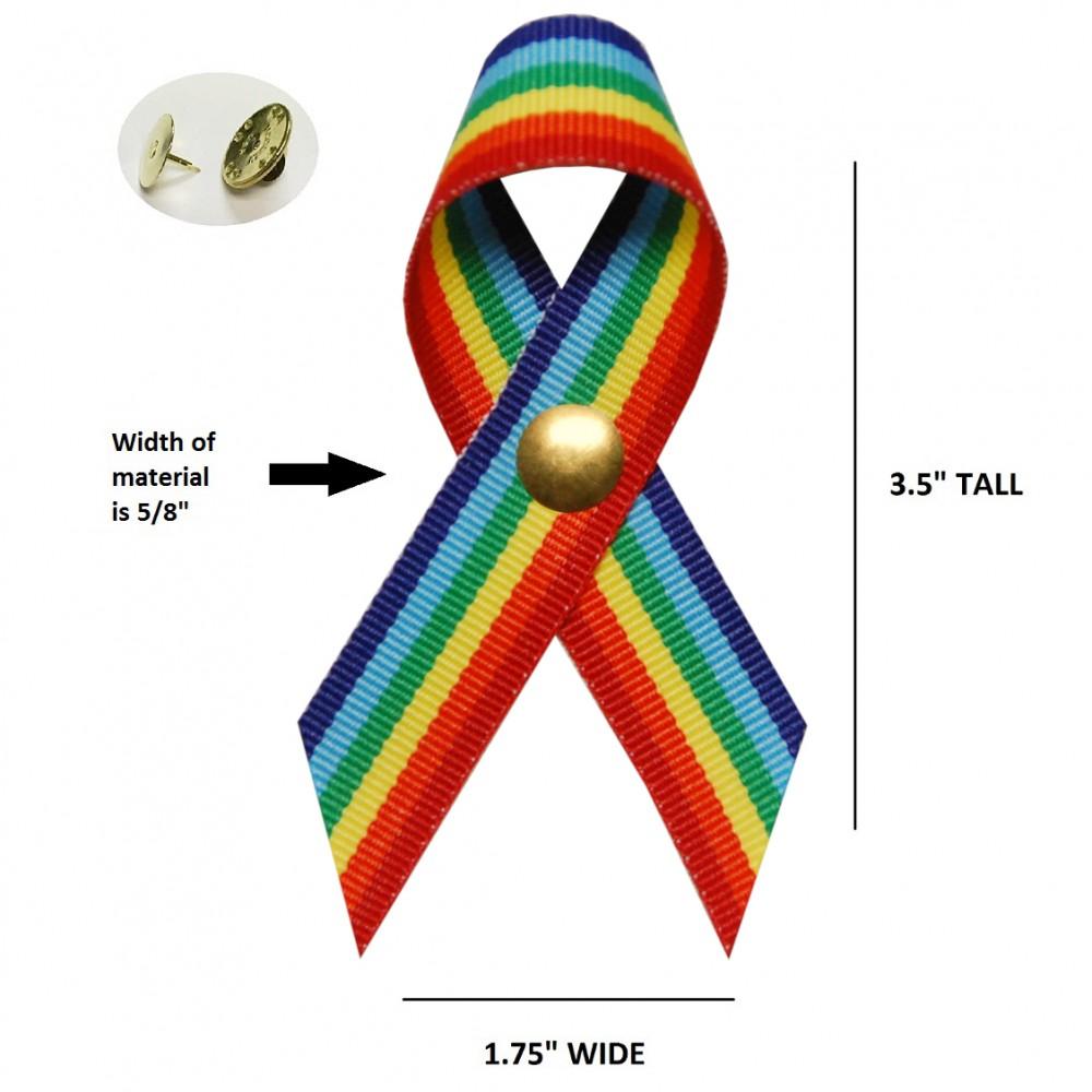 Large Rainbow Awareness Ribbons (Clutch Pins Attached)