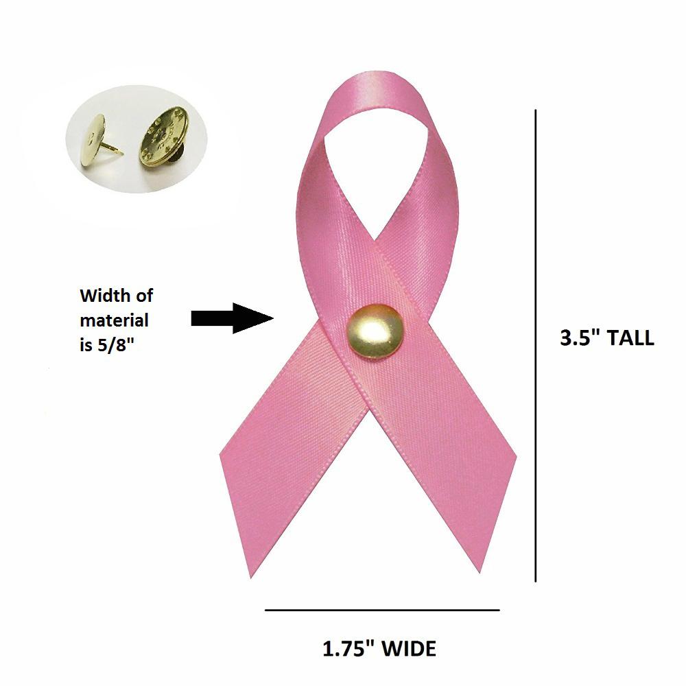 Large Hot Pink Satin Awareness Ribbons (Clutch Pins Attached)