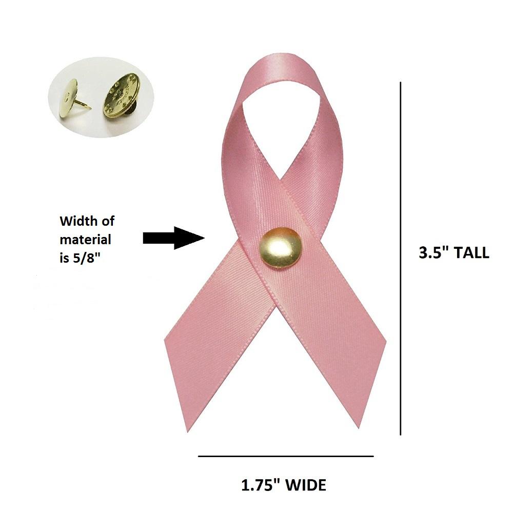 Large Pink Satin Awareness Ribbons (Clutch Pins Attached)