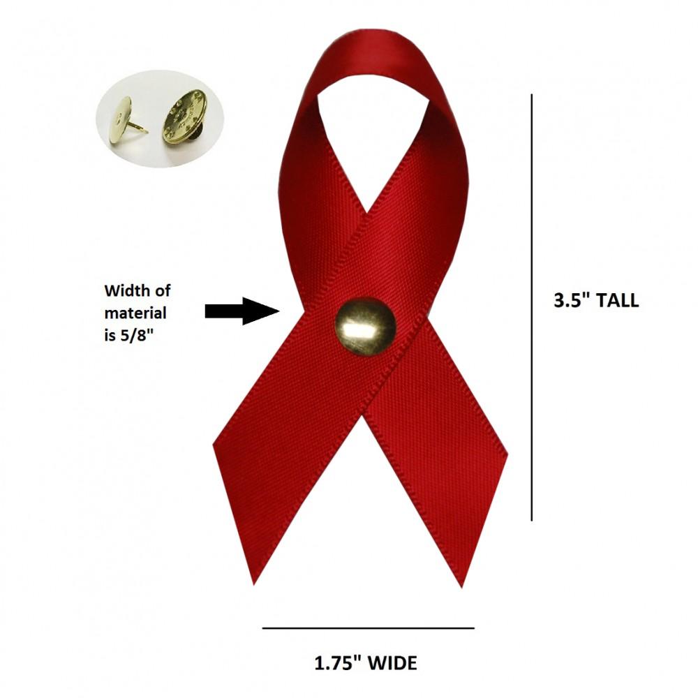 Large Red Satin Awareness Ribbons (Clutch Pins Attached)