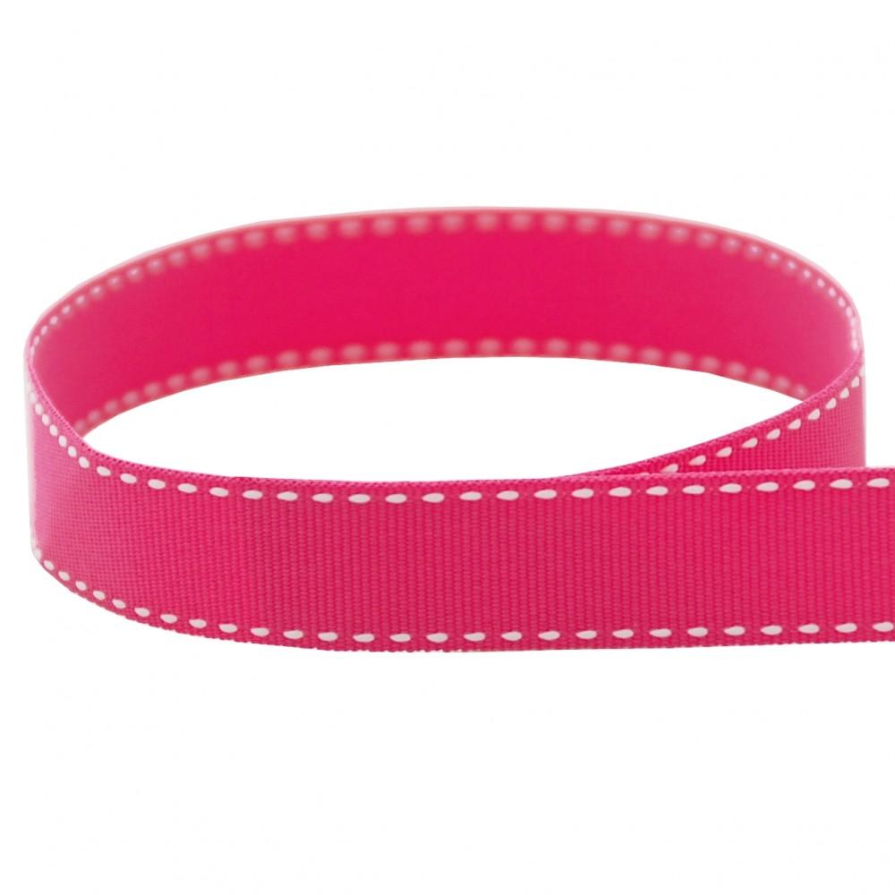 Neon Pink/White Saddle Stitch
