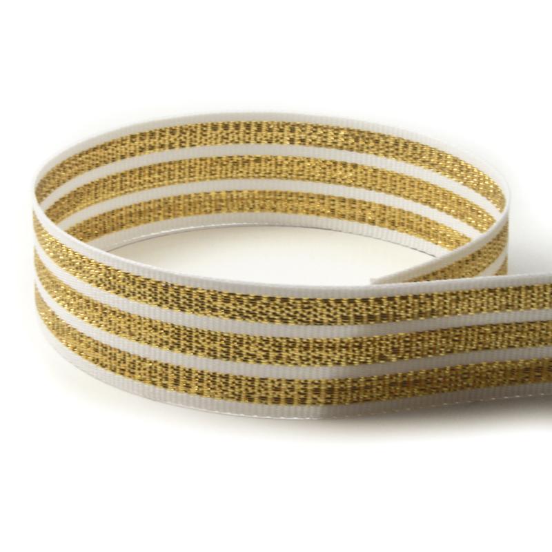 #562 White & Gold Tri-Stripe