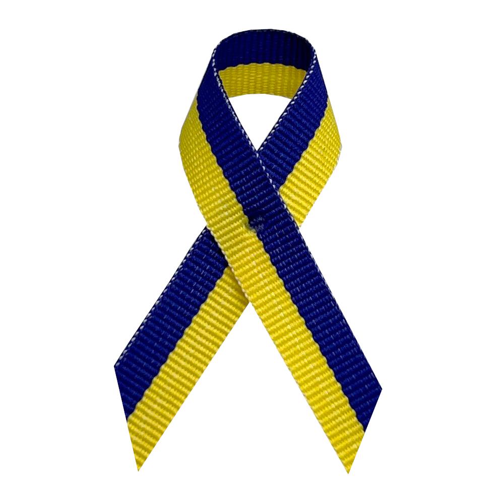 Ukraine Yellow & Royal Blue Grosgrain Awareness Ribbons