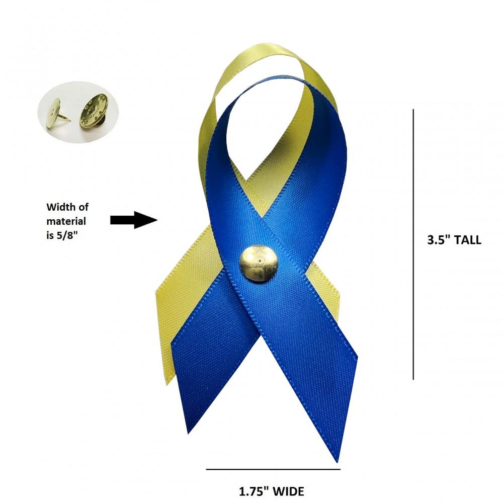 Large Ukraine Yellow & Royal Blue Awareness Ribbons (Clutch Pins Attached)